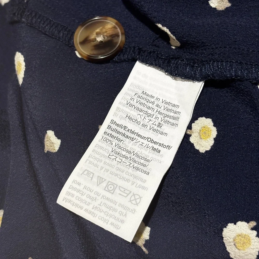 Madewell Navy Daisy Dot Mini Dress Women’s Medium Ditsy Floral Shift V-Neck - Picture 9 of 9